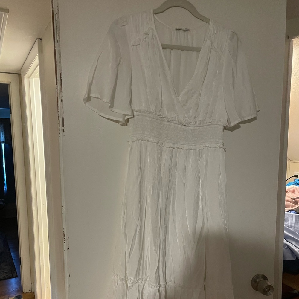Smocked V-Neck MIDI dress